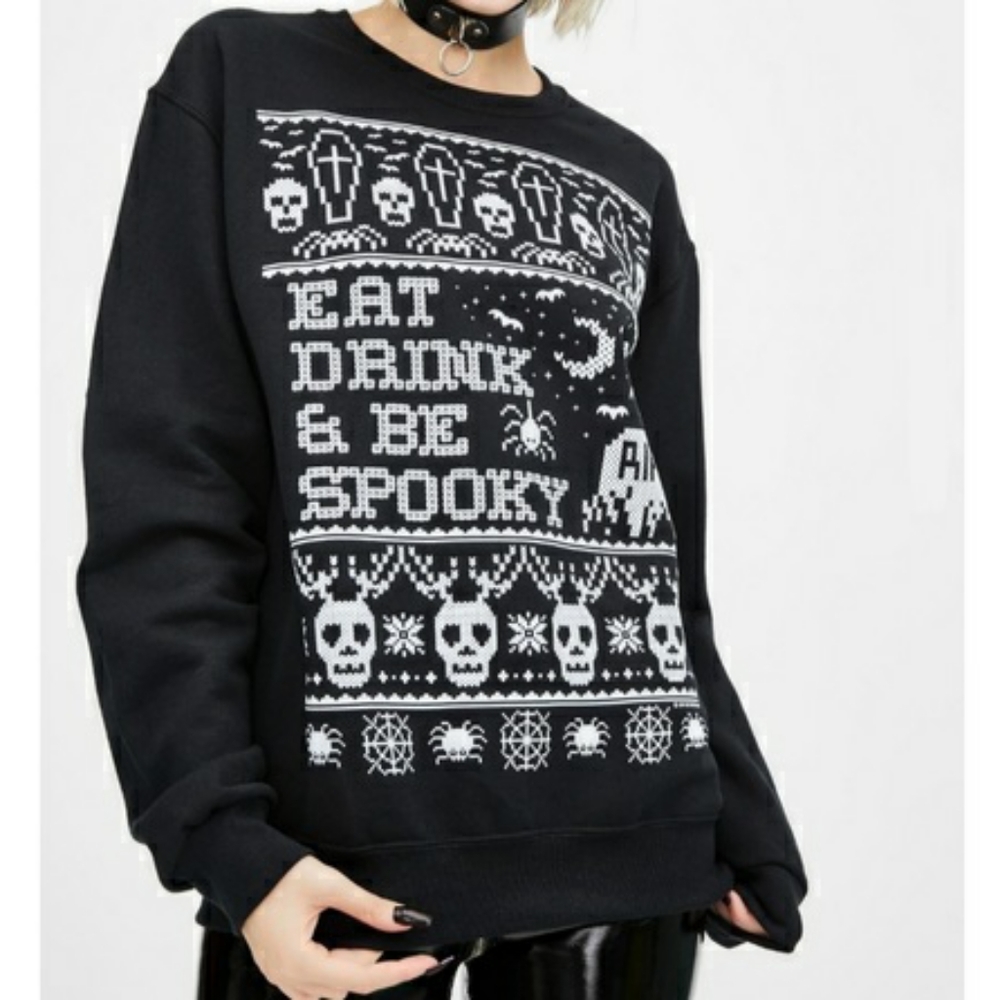 Too Fast Coffin Skull Bat Spider Sweatshirt